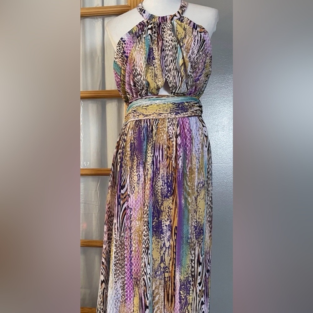 Fashion Nova Infinite Love Vibrant Flowing Maxi Dress-Tropical Multi Combo Print